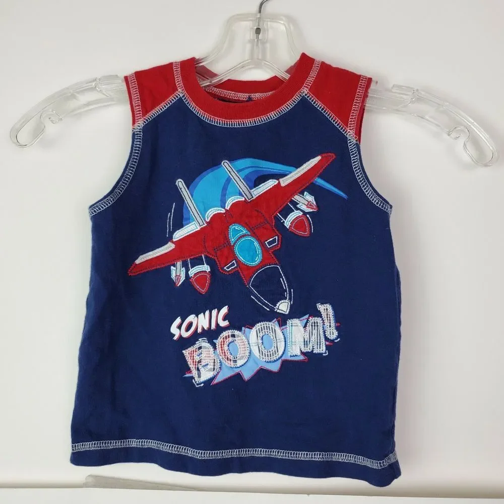 Garanimals Boys 24M Sleeveless‎ Embroidered Plane Cotton Top
